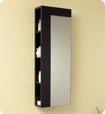 Fresca Espresso Bathroom Linen Side Cabinet w/ Large Mirror Door