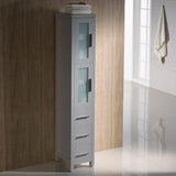 Fresca Torino 12" Gray Tall Bathroom Linen Side Cabinet