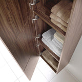 Fresca Walnut Bathroom Linen Side Cabinet w/ 3 Large Storage Areas