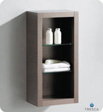 Fresca Allier Gray Oak Bathroom Linen Side Cabinet w/ 2 Glass Shelves