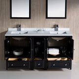 Fresca Oxford 60" Traditional Double Sink Bathroom Vanity