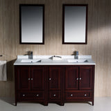 Fresca Oxford 60" Traditional Double Sink Bathroom Vanity