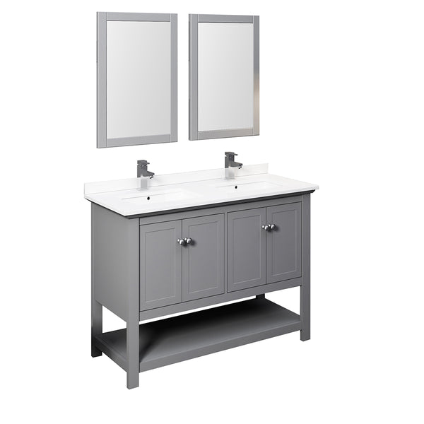 Fresca Manchester 48" Gray Traditional Double Sink Bathroom Vanity FVN2348GR-D