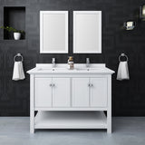 Fresca Manchester 48" White Traditional Double Sink Bathroom Vanity FVN2348WH-D