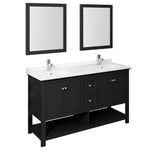 Fresca Manchester 60" Black Traditional Double Sink Bathroom Vanity FVN2360BL-D