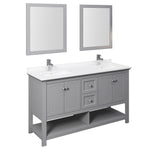 Fresca Manchester 60" Gray Traditional Double Sink Bathroom Vanity FVN2360GR-D