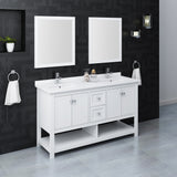 Fresca Manchester 60" White Traditional Double Sink Bathroom Vanity FVN2360WH-D