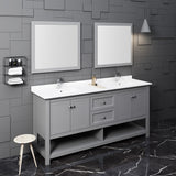 Fresca Manchester 72" Gray Traditional Double Sink Bathroom Vanity FVN2372GR-D