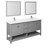 Fresca Manchester 72" Gray Traditional Double Sink Bathroom Vanity FVN2372GR-D