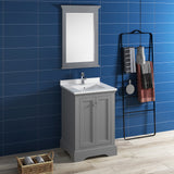 Fresca Windsor 24" Gray Textured Traditional Bathroom Vanity w/ Mirror | FVN2424GRV