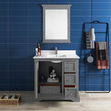 Fresca Windsor 36" Gray Textured Traditional Bathroom Vanity w/ Mirror | FVN2436GRV