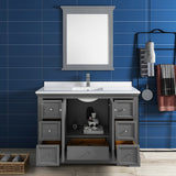 Fresca Windsor 48" Gray Textured Traditional Bathroom Vanity w/ Mirror | FVN2448GRV