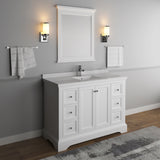 Fresca Windsor 48" Matte White Traditional Bathroom Vanity w/ Mirror | FVN2448WHM