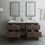 Fresca Formosa 60" Floor Standing Double Sink Modern Bathroom Vanity w/ Open Bottom & Mirrors | FVN31-241224ACA-FS