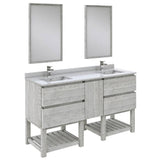 Fresca Formosa Modern 60" Ash Floor Standing Double Sink Vanity Set w/ Open Bottom | FVN31-241224ASH-FS
