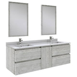 Fresca Formosa Modern 60" Ash Wall Hung Double Sink Vanity Set | FVN31-241224ASH