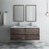 Fresca Formosa 48" Wall Hung Double Sink Modern Bathroom Vanity w/ Mirrors | FVN31-2424ACA