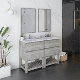 Fresca Formosa Modern 48" Ash Floor Standing Double Sink Vanity Set w/ Open Bottom | FVN31-2424ASH-FS