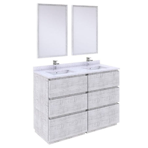 Fresca Formosa Modern 48" Rustic White Floor Standing Double Sink Vanity Set | FVN31-2424RWH-FC