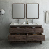 Fresca Formosa 60" Floor Standing Double Sink Modern Bathroom Vanity w/ Open Bottom & Mirrors | FVN31-3030ACA-FS