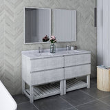 Fresca Formosa Modern 60" Rustic White Floor Standing Double Sink Vanity Set w/ Open Bottom | FVN31-3030RWH-FS
