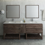 Fresca Formosa 84" Floor Standing Double Sink Modern Bathroom Vanity w/ Open Bottom & Mirrors | FVN31-361236ACA-FS