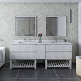 Fresca Formosa Modern 84" Rustic White Floor Standing Double Sink Vanity Set w/ Open Bottom | FVN31-361236RWH-FS