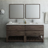 Fresca Formosa 72" Floor Standing Double Sink Modern Bathroom Vanity w/ Open Bottom & Mirrors | FVN31-3636ACA-FS