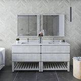 Fresca Formosa Modern 72" Rustic White Floor Standing Double Sink Vanity Set w/ Open Bottom | FVN31-3636RWH-FS