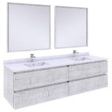 Fresca Formosa Modern 72" Rustic White Wall Hung Double Sink Vanity Set | FVN31-3636RWH