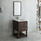 Fresca Formosa 24" Floor Standing Modern Bathroom Vanity w/ Open Bottom & Mirror | FVN3124ACA-FS