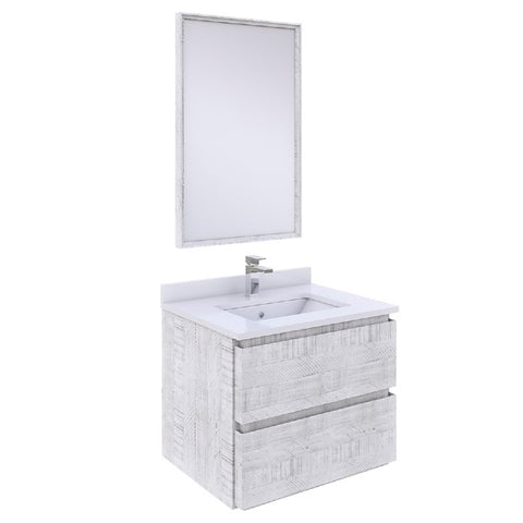 Fresca Formosa Modern 24" Rustic White Wall Hung Single Sink Vanity Set | FVN3124RWH