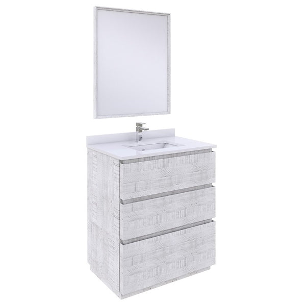 Fresca Formosa Modern 30" Rustic White Floor Standing Single Sink Vanity Set | FVN3130RWH-FC