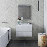 Fresca Formosa Modern 30" Rustic White Wall Hung Single Sink Vanity Set | FVN3130RWH