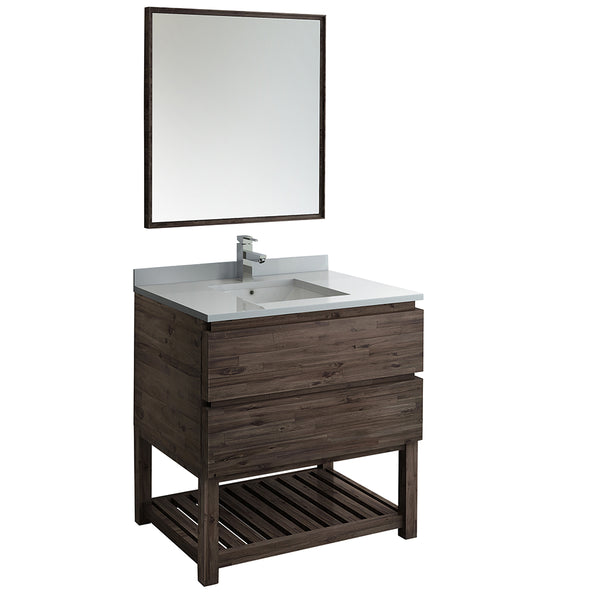 Fresca Formosa 36" Floor Standing Modern Bathroom Vanity w/ Open Bottom & Mirror | FVN3136ACA-FS
