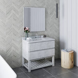 Fresca Formosa Modern 36" Rustic White Floor Standing Single Sink Vanity Set w/ Open Bottom | FVN3136RWH-FS