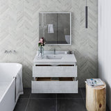 Fresca Formosa Modern 36" Rustic White Wall Hung Single Sink Vanity Set | FVN3136RWH
