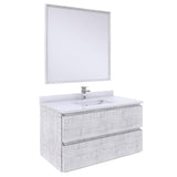 Fresca Formosa Modern 36" Rustic White Wall Hung Single Sink Vanity Set | FVN3136RWH