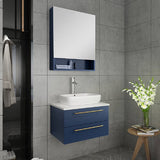 Fresca Lucera Modern 24" Royal Blue Vessel Sink Bathroom Vanity Set | FVN6124RBL-VSL