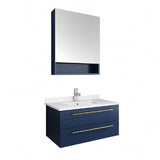 Fresca Lucera Modern 30" Royal Blue Undermount Sink Bathroom Vanity Set | FVN6130RBL-UNS
