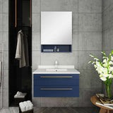 Fresca Lucera Modern 30" Royal Blue Undermount Sink Bathroom Vanity Set | FVN6130RBL-UNS