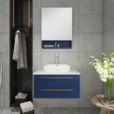 Fresca Lucera Modern 30" Royal Blue Vessel Sink Bathroom Vanity Set | FVN6130RBL-VSL