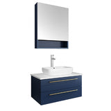 Fresca Lucera Modern 30" Royal Blue Vessel Sink Bathroom Vanity Set | FVN6130RBL-VSL