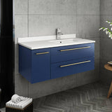 Fresca Lucera Modern 36" Royal Blue Undermount Sink Bathroom Vanity- Right Offset | FCB6136RBL-UNS-R-CWH-U