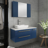 Fresca Lucera Modern 36" Royal Blue Vessel Sink Bathroom Vanity Set- Left Offset | FVN6136RBL-VSL-L