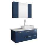 Fresca Lucera Modern 36" Royal Blue Vessel Sink Bathroom Vanity Set- Right Offset | FVN6136RBL-VSL-R