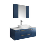 Fresca Lucera Modern 42" Royal Blue Vessel Sink Bathroom Vanity Set- | FVN6142RBL-VSL