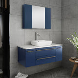 Fresca Lucera Modern 42" Royal Blue Vessel Sink Bathroom Vanity Set- | FVN6142RBL-VSL