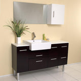 Fresca Serio 56" Espresso Modern Bathroom Vanity w/ Mirror & Side Cabinet