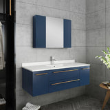 Fresca Lucera Modern 48" Royal Blue Undermount Sink Bathroom Vanity Set | FVN6148RBL-UNS